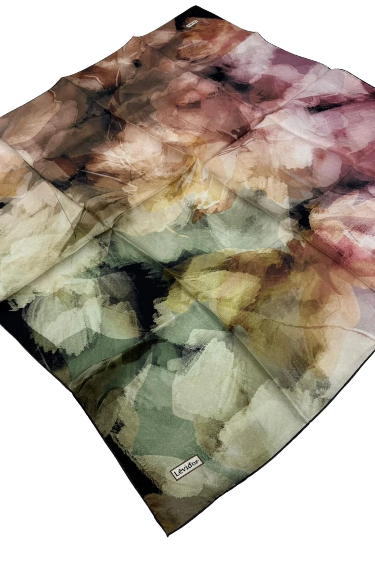 Levidor Twill İpek Eşarp LD1137 - 05-Yeşil-Pudra-Taba