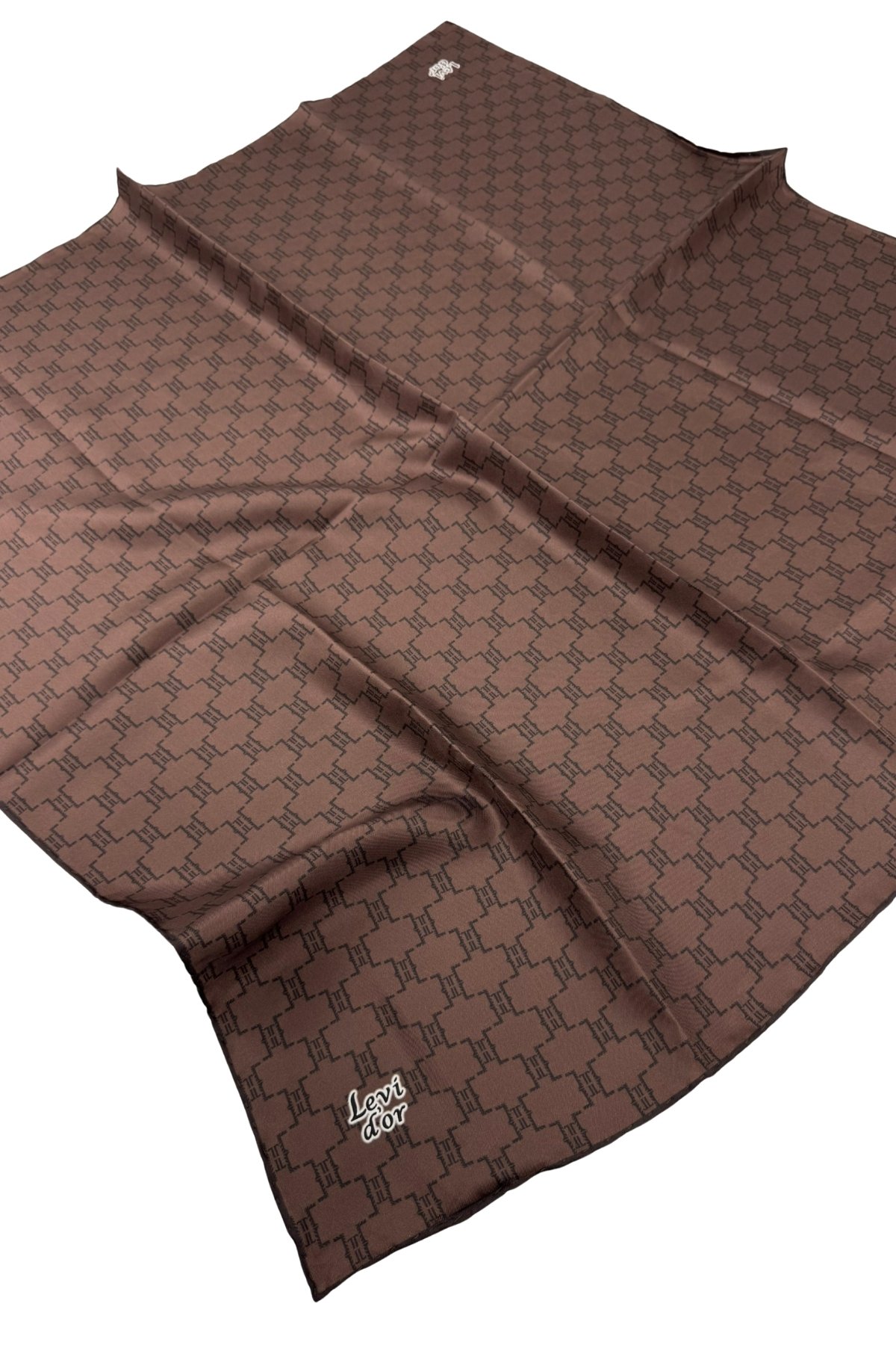 Levidor Twill İpek Eşarp LD1066-01 - Kahverengi-03