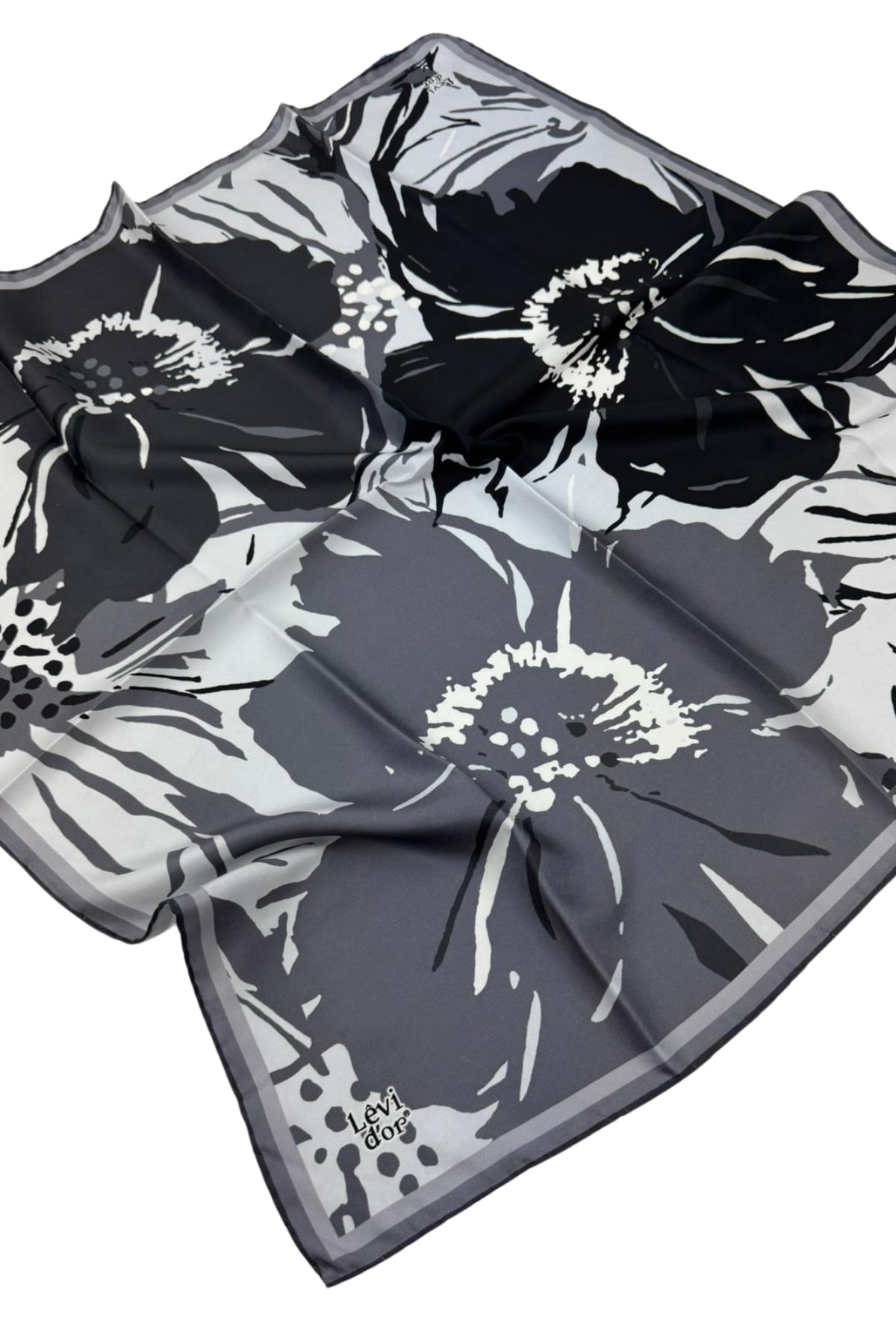 Levidor Twill İpek Eşarp LD1071-01 - 01-Siyah-Gri