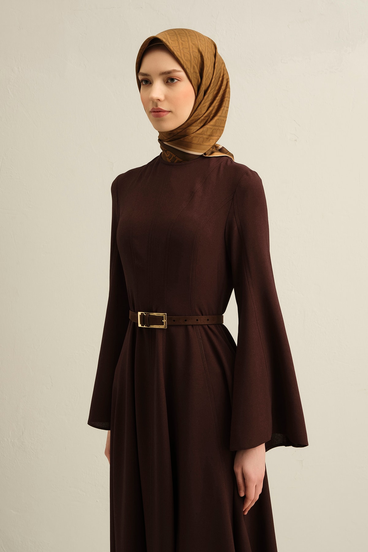 Armine Twill İpek Eşarp 9301D - Hardal - Yağ Yeşili