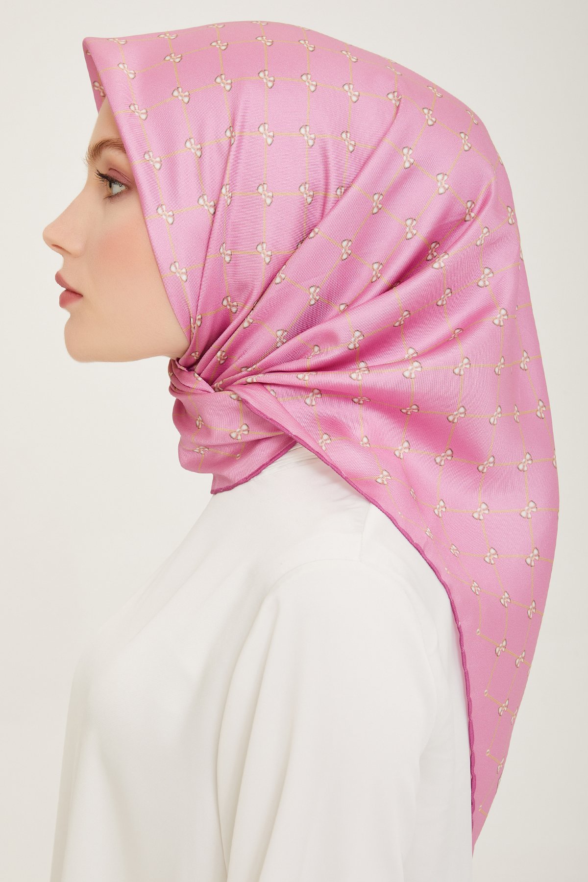 Belli Twill İpek Eşarp 4006D- - Pembe-51