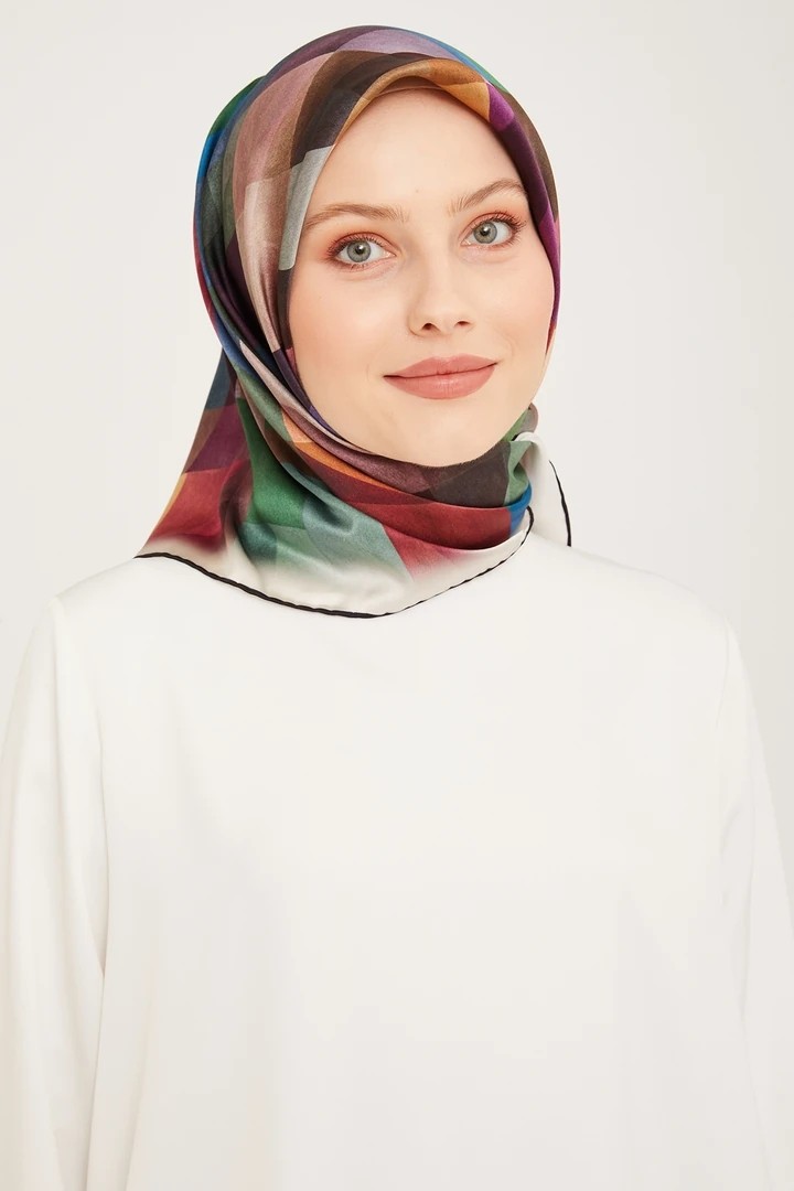 Armine İpek Eşarp Nostalji Sura 9024DS-01 - Gri-Turkuaz-28