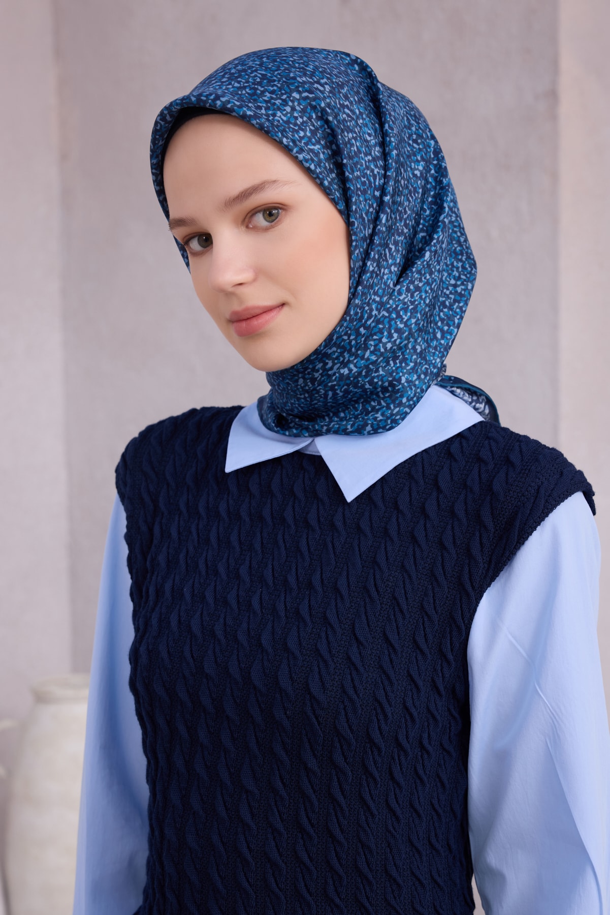 Belli Twill İpek Eşarp 4208D - 51-İndigo