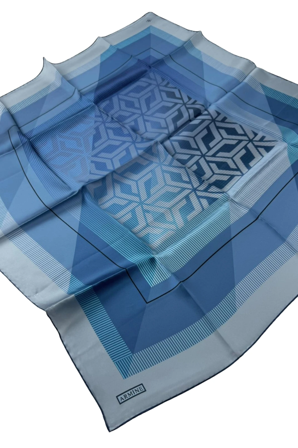 Armine Nostalji Serisi İpek Sura Eşarp 7724DS - 47-Mavi