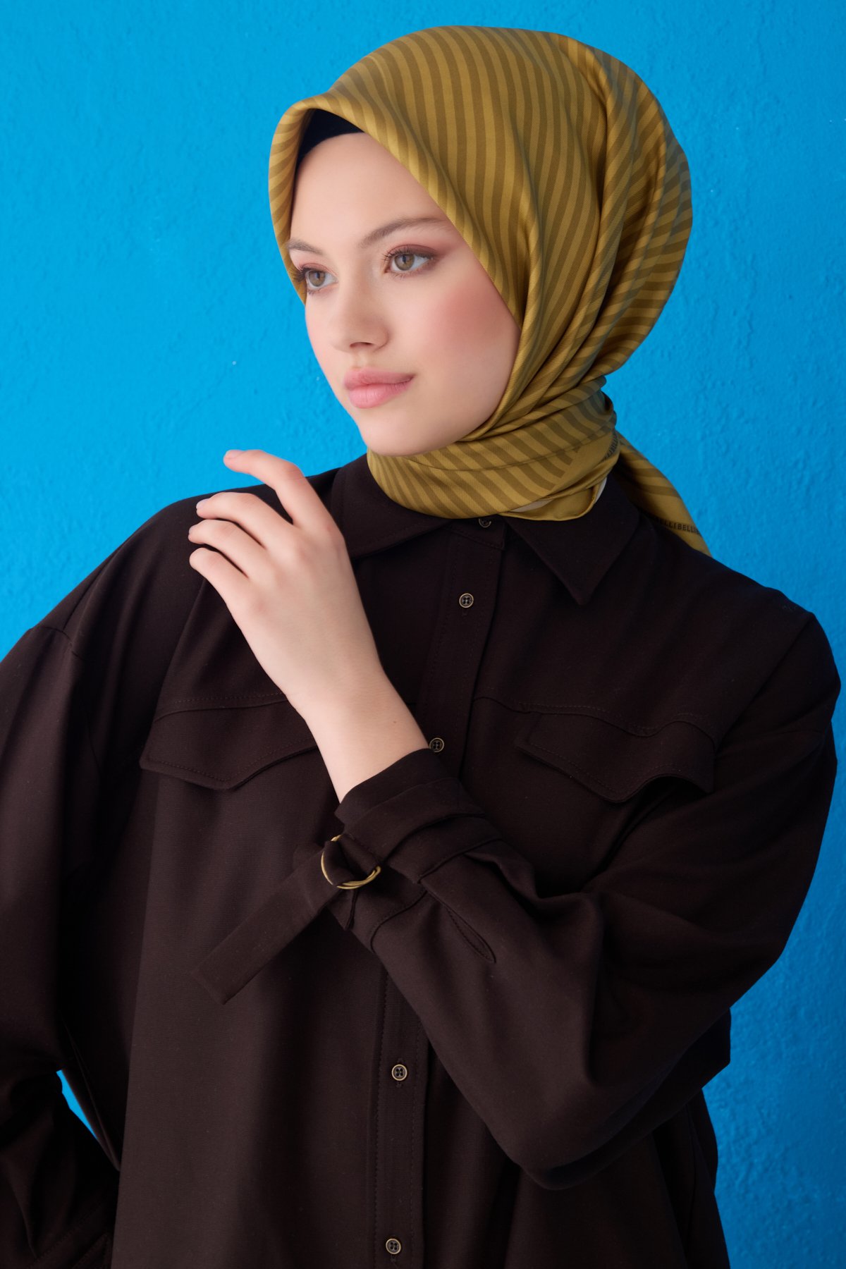 Belli Twill İpek Eşarp 4115D - Fıstık Yeşili