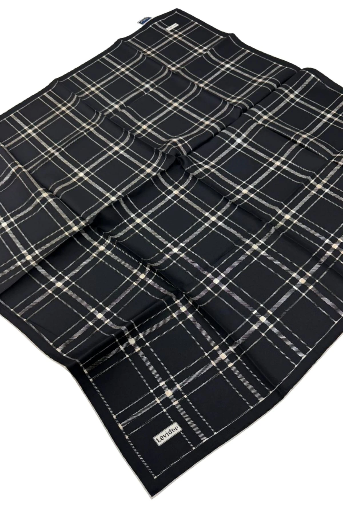 Levidor Twill İpek Eşarp LD1136 - 02-Siyah-Ekru