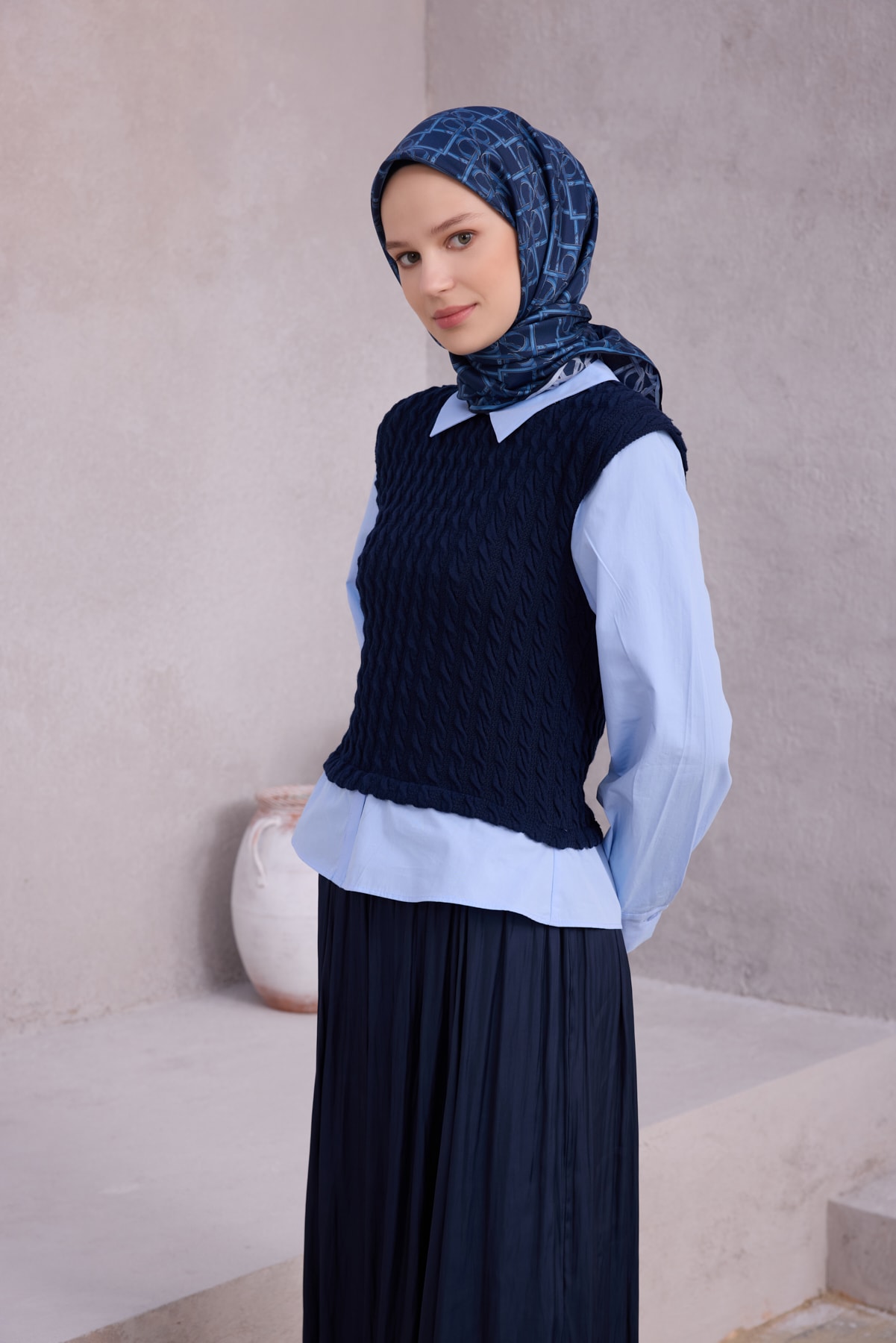 Belli Twill İpek Eşarp 4214D - 82-İndigo