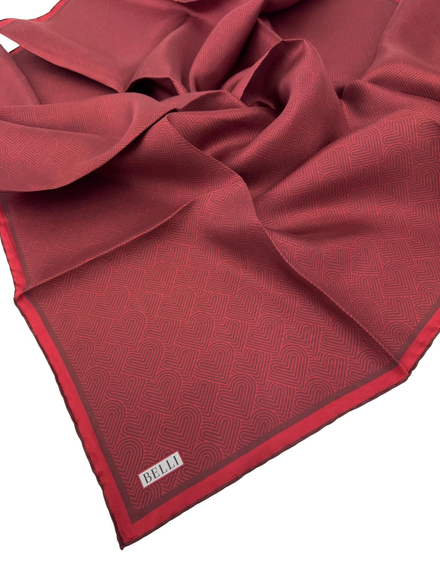 Belli Twill İpek Eşarp 4055D- - Bordo-Kırmızı-82