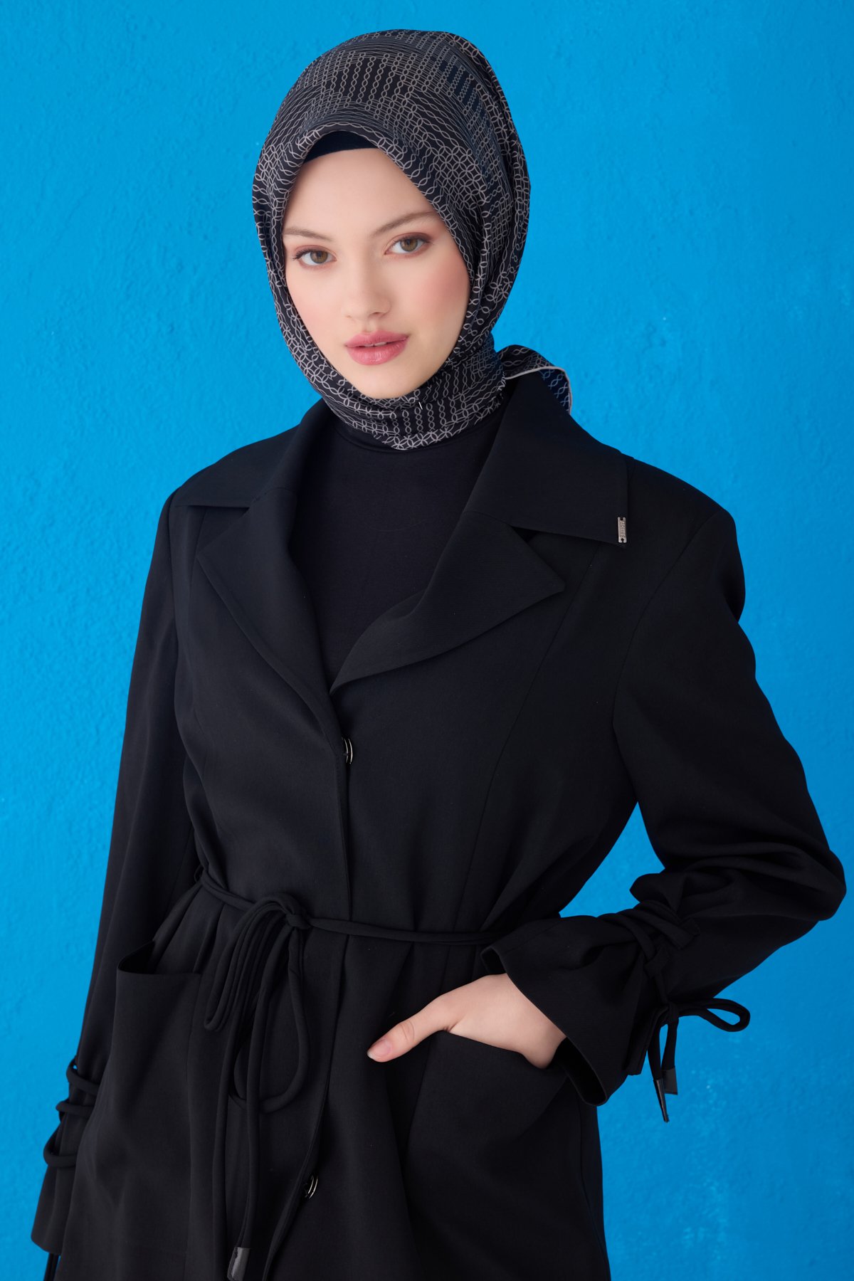 Belli Twill İpek Eşarp 4104D - Koyu Lacivert