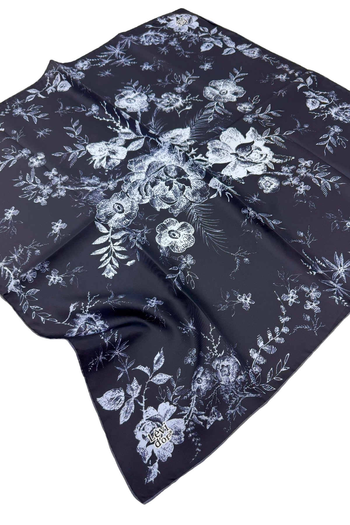 Levidor Twill İpek Eşarp LD1065-01 - Lacivert-Gri-05