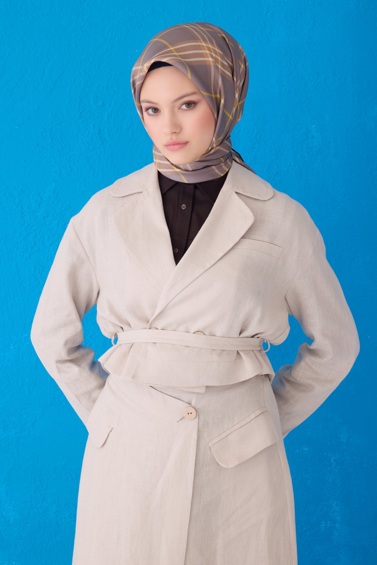 Belli Twill İpek Eşarp 4122D - Füme-Altuni-37