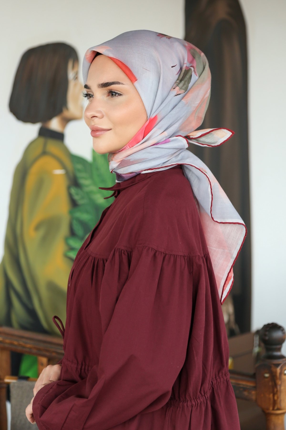 Tesettürnağme Soft Pamuk Eşarp TN2007 - Mercan-Dore-03
