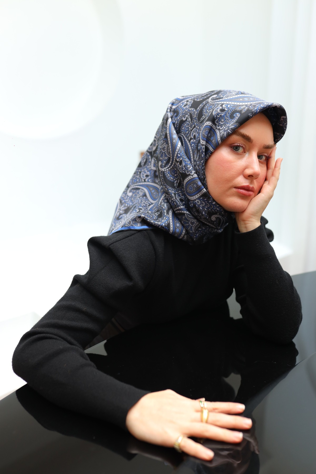 Silk Home İpek Twill Eşarp 11455 - SİYAH-SAKS