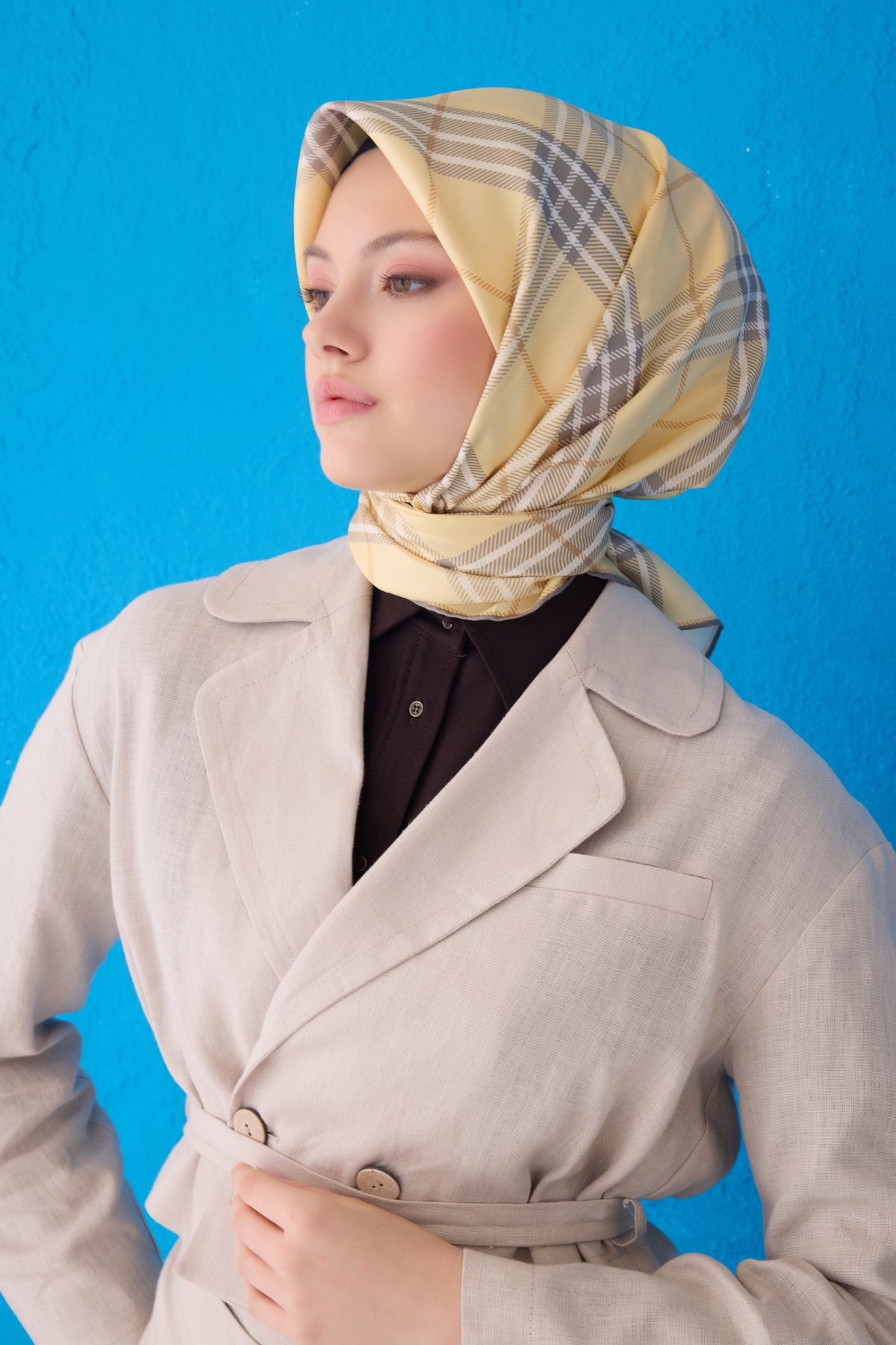 Belli Twill İpek Eşarp 4122D - Sarı-32