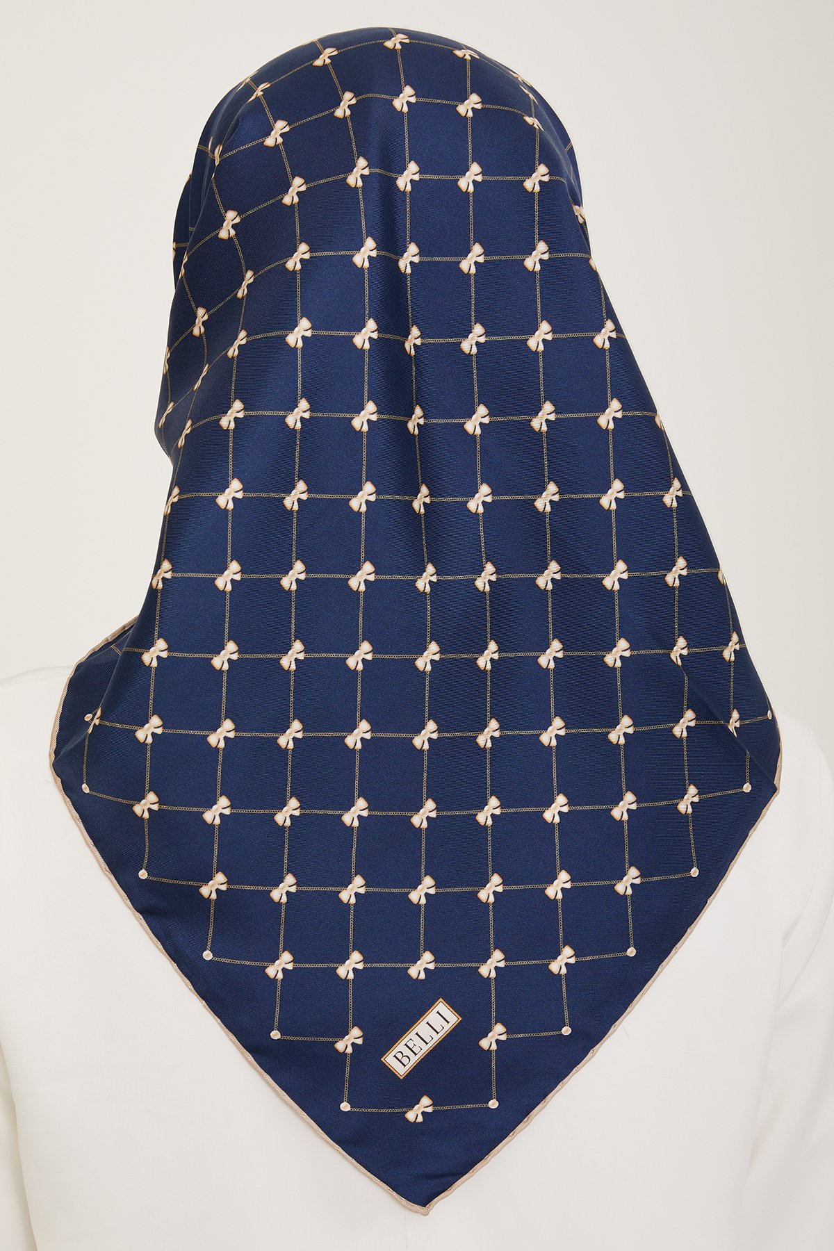 Belli Twill İpek Eşarp 4006D- - Lacivert-03