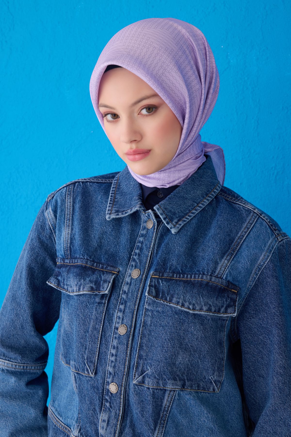 Belli Twill İpek Eşarp 4104D - Geometrik Desen