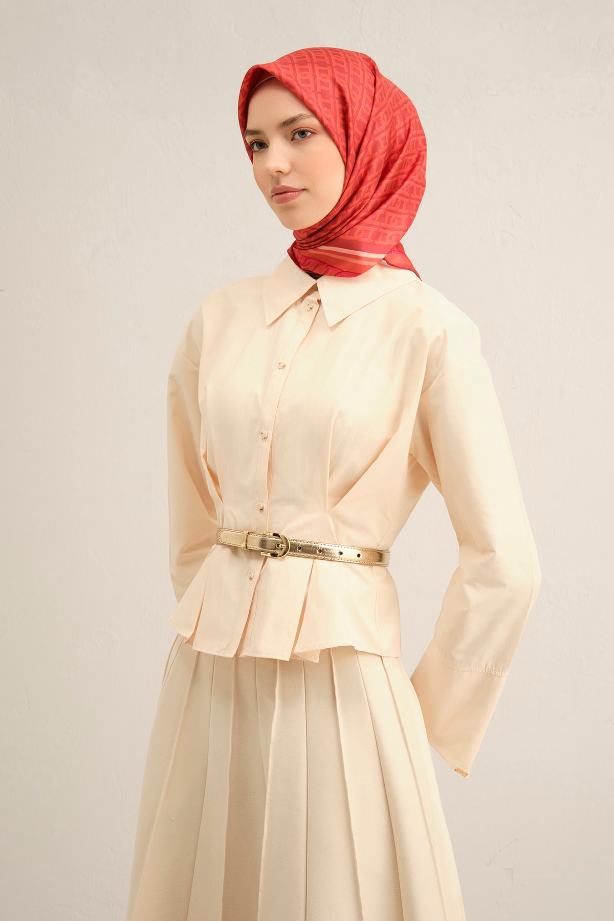Armine Twill İpek Eşarp 9301D - Nar çiçeği - Turuncu