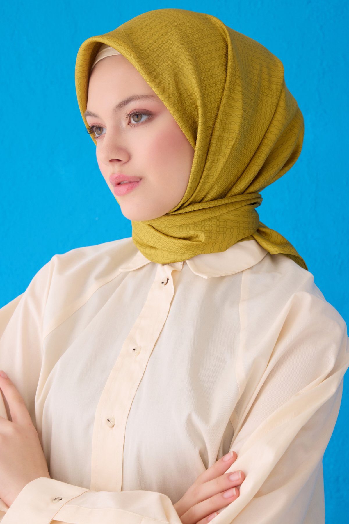 Belli Twill İpek Eşarp 4104D - Fıstık Yeşili