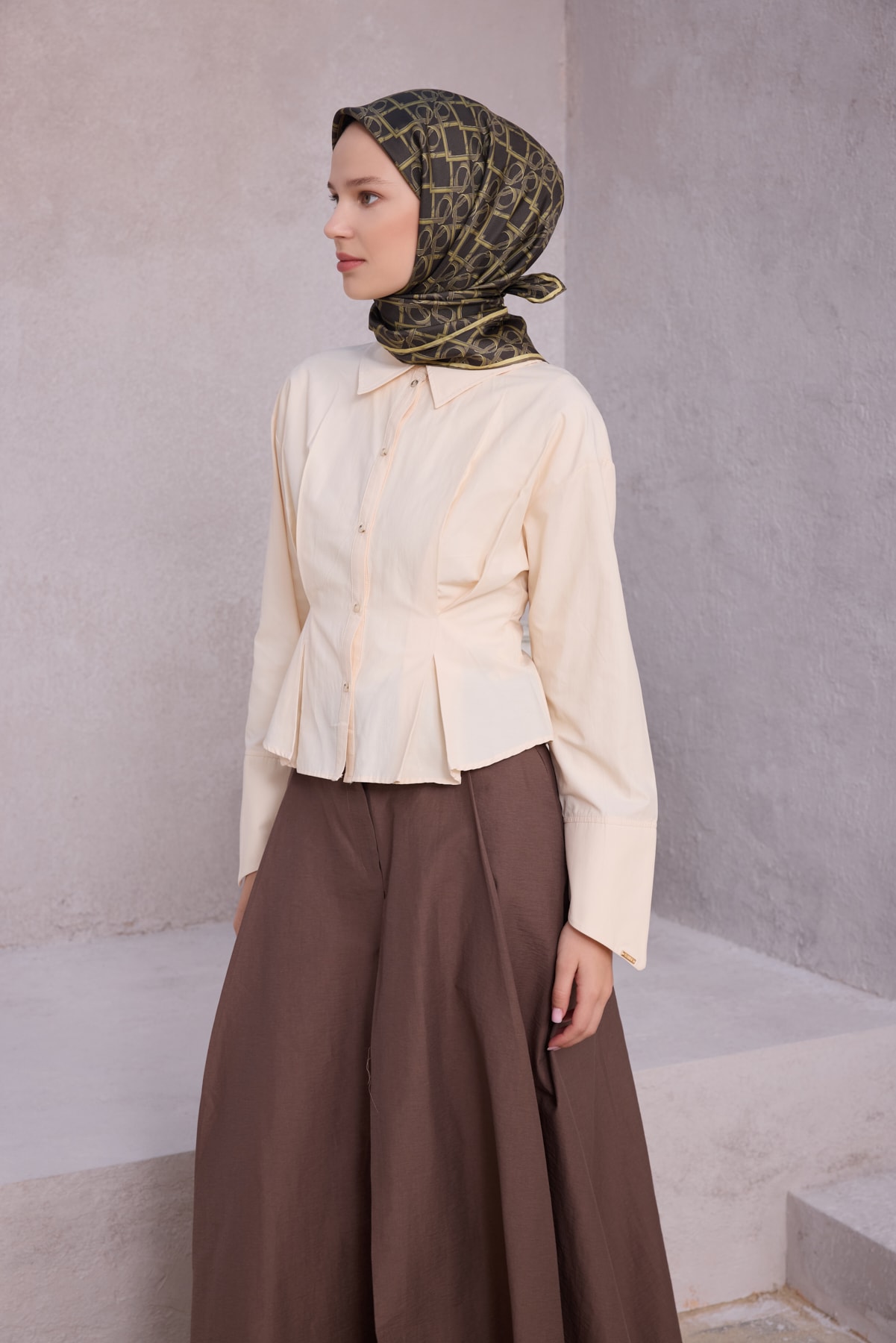 Belli Twill İpek Eşarp 4214D - 84-Yeşil