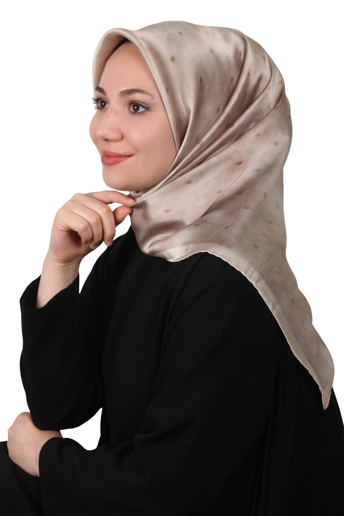 Armine Nostalji Serisi Twill İpek Eşarp 8933D-34 - Bej-10