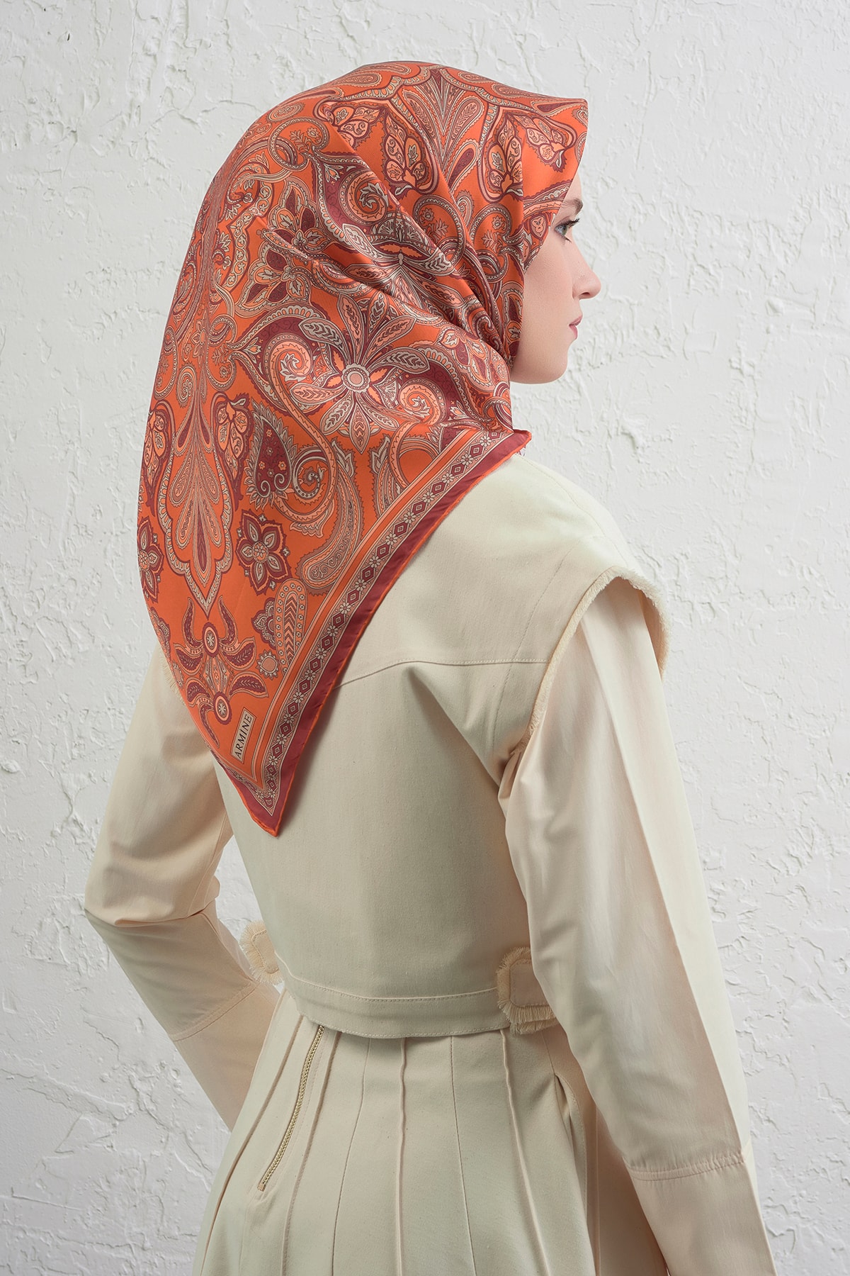 Armine Sura İpek Eşarp 9421DS - 34-Turuncu