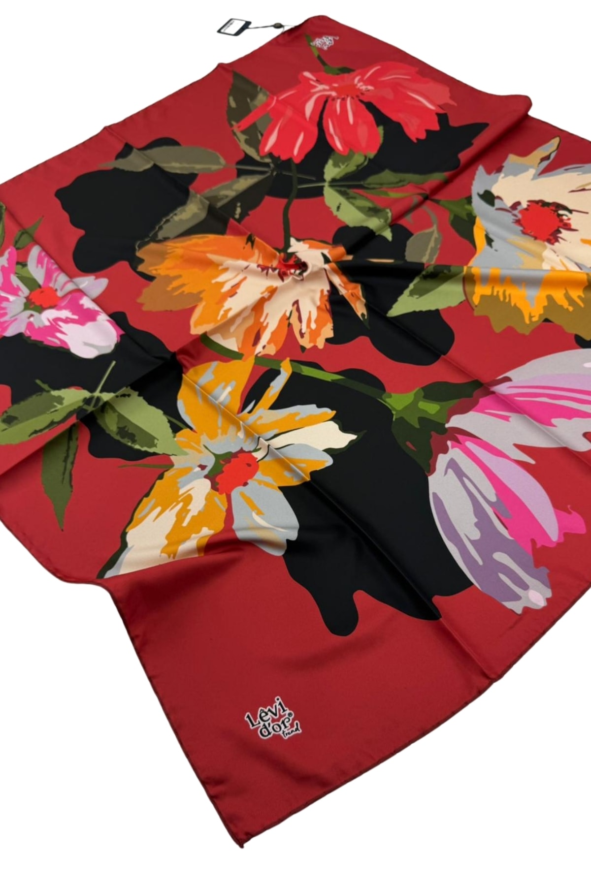 Levidor Trend Twill Eşarp LDT276 - 11-Kırmızı-Çok Renkli