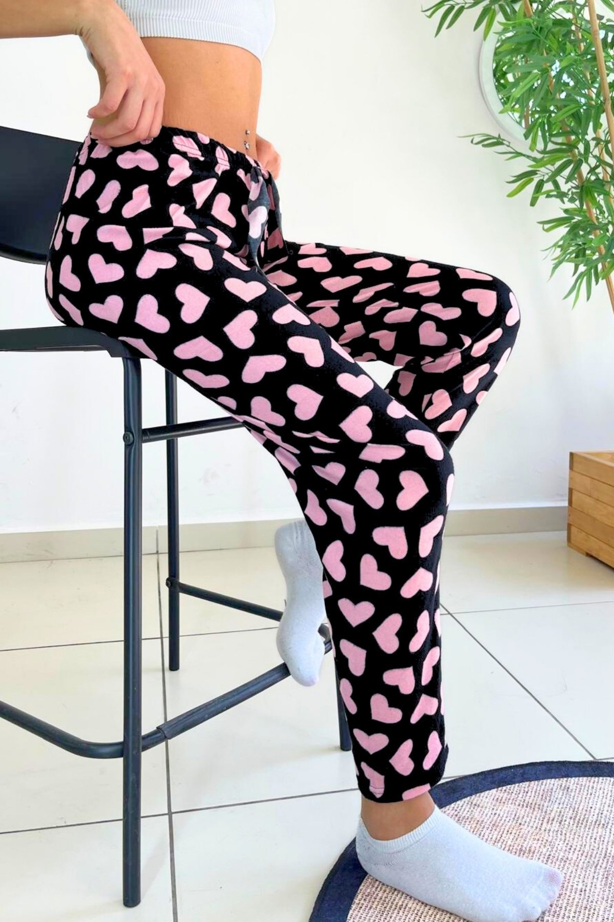 Dreamy Soft Kadife Dokulu Desenli Süet Pijama Altı Pantolon - Pembe