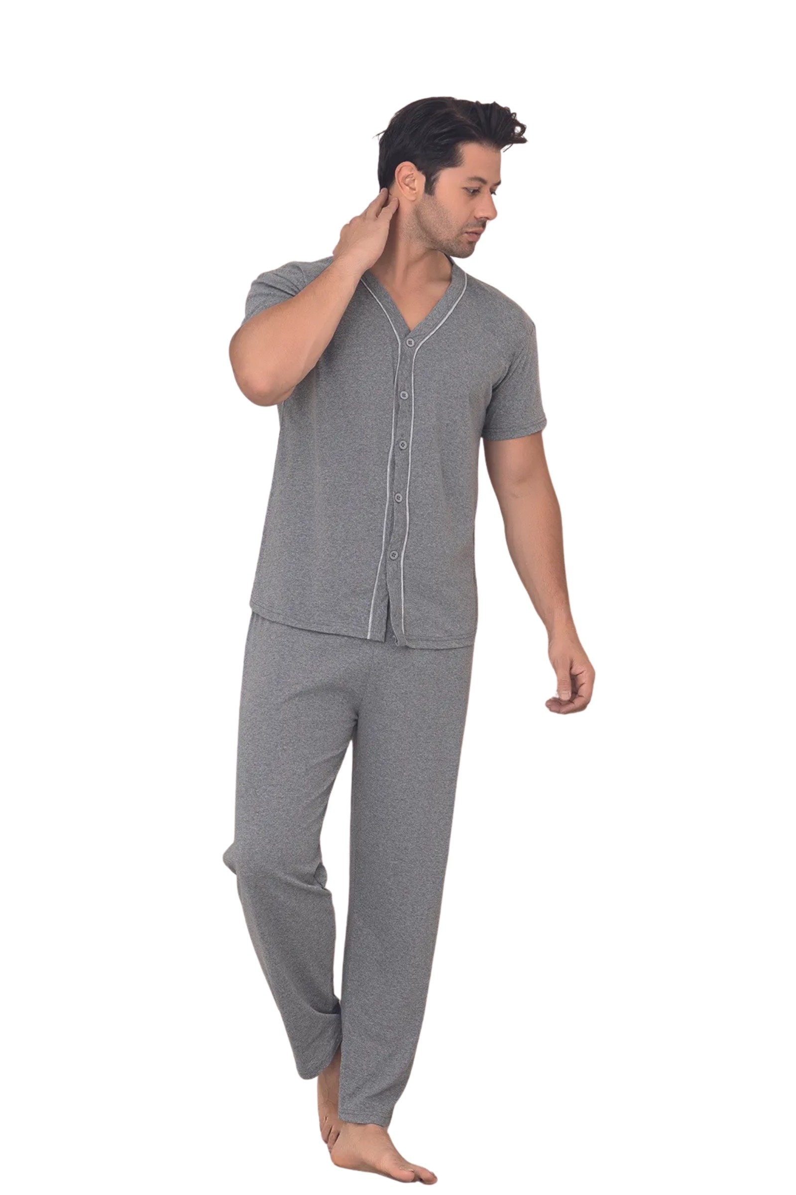 Dreamy Pamuklu Kısa Kollu Düğmeli Erkek Pijama Takımı