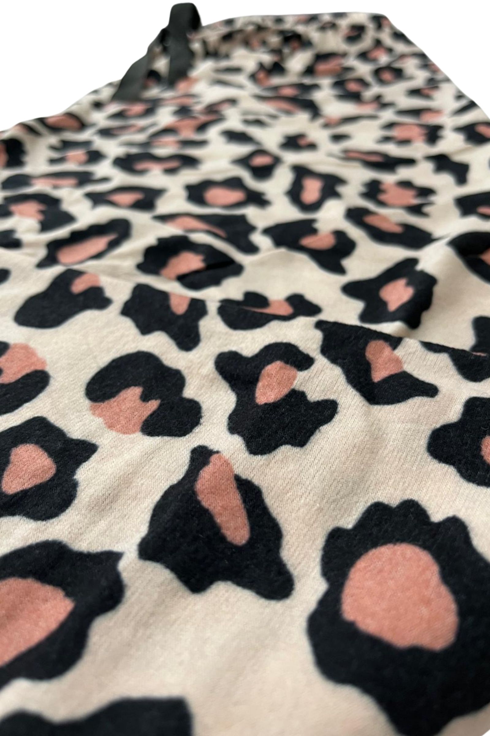 Dreamy Soft Kadife Dokulu Ekose Kareli Süet Pijama Altı Pantolon - Leopar