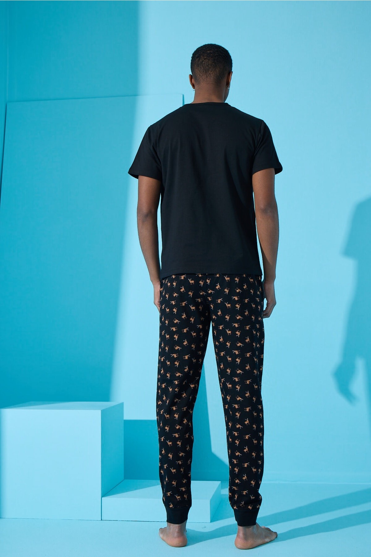 Dreamy Pamuklu Kısa Kollu Paça Manşetli Erkek Pijama Takımı