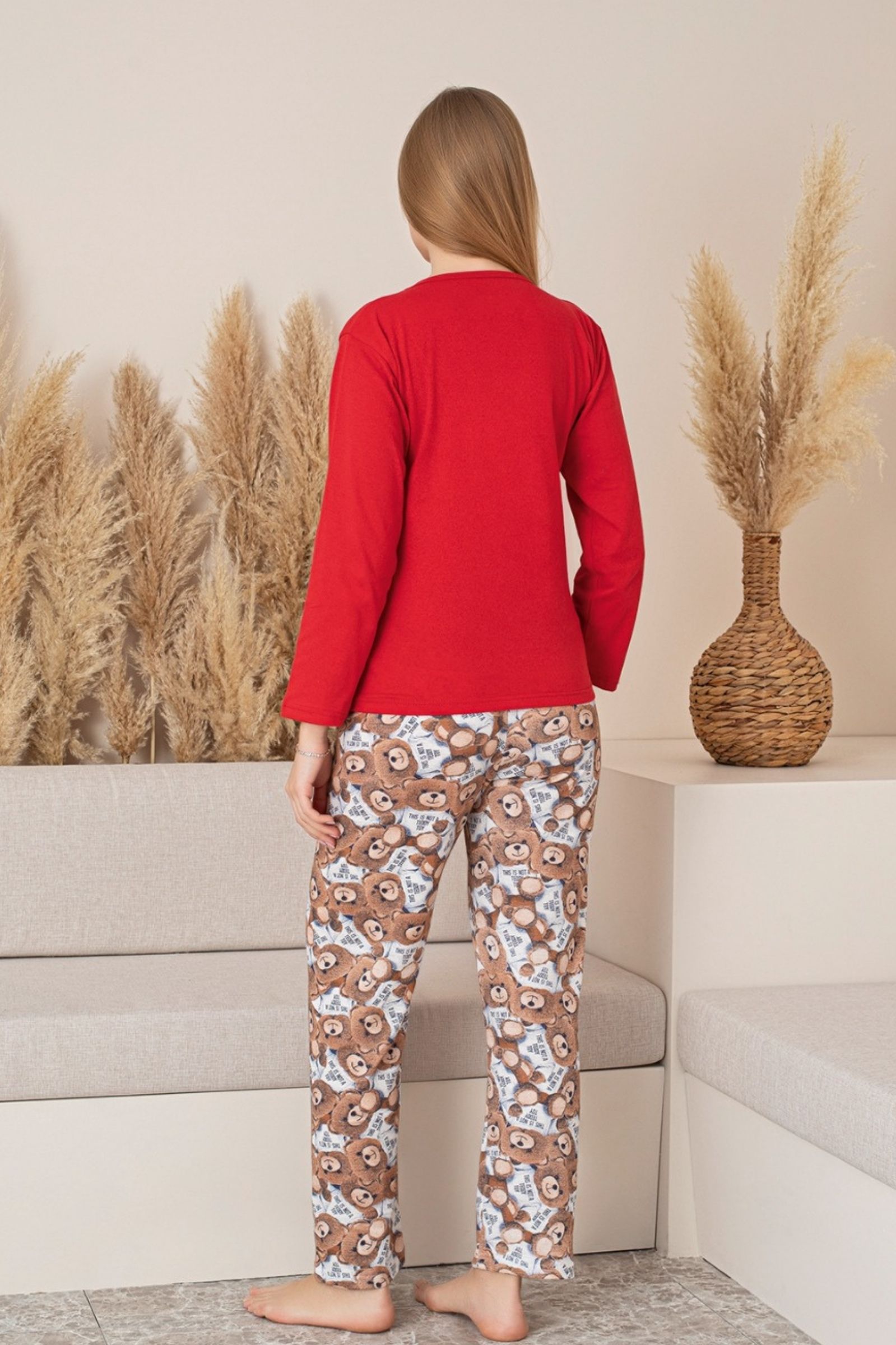 Dreamy Pamuklu Desenli Uzun Kollu Kadın Pijama Takımı