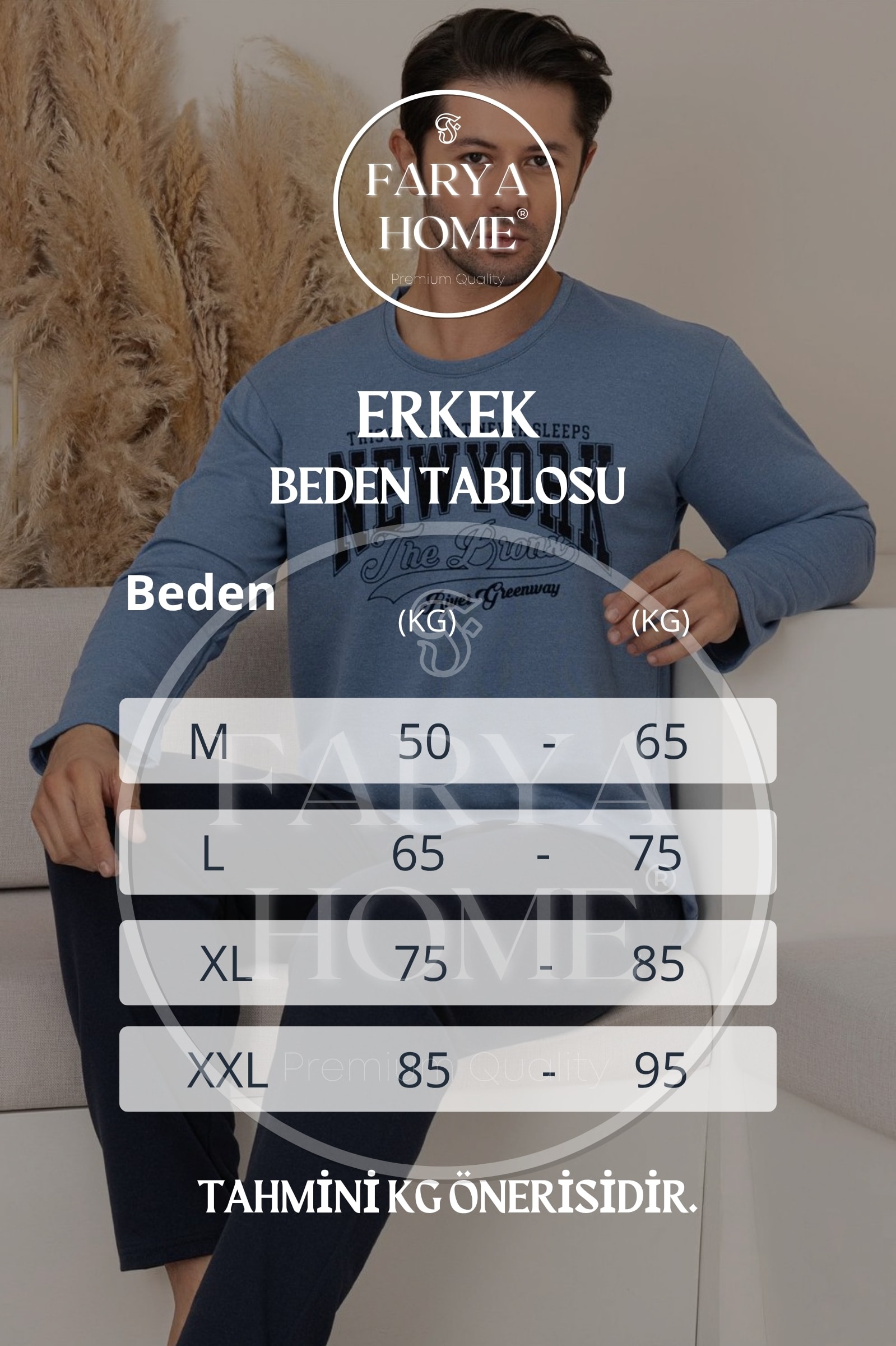 Pamuklu Kalın Kışlık 2 iplik Şardonlu Örme Erkek Pijama Takımı - Mavi