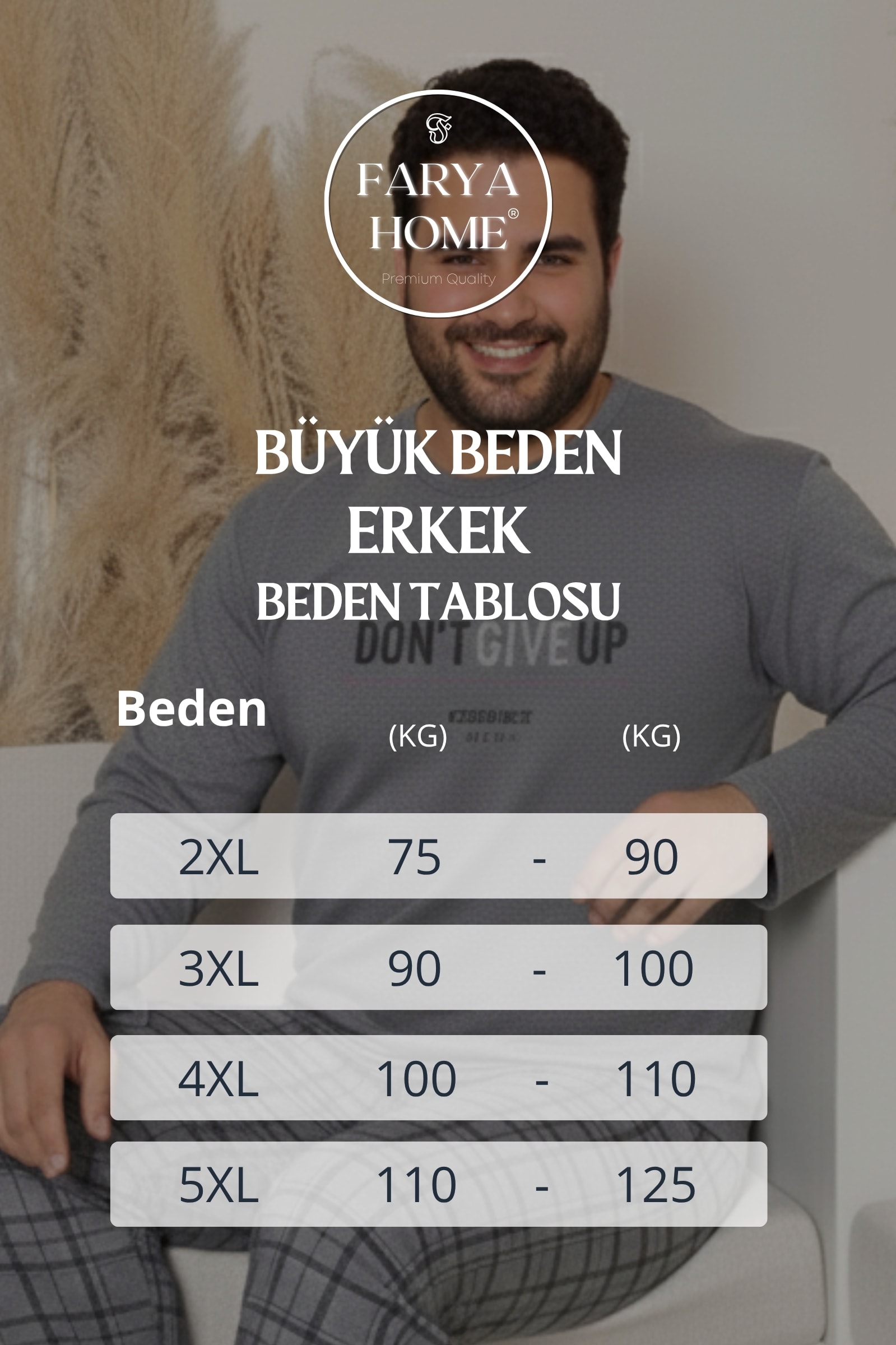 Büyük Beden Pamuklu Uzun Kollu Ekose Kareli Erkek Pijama Takımı - Gri