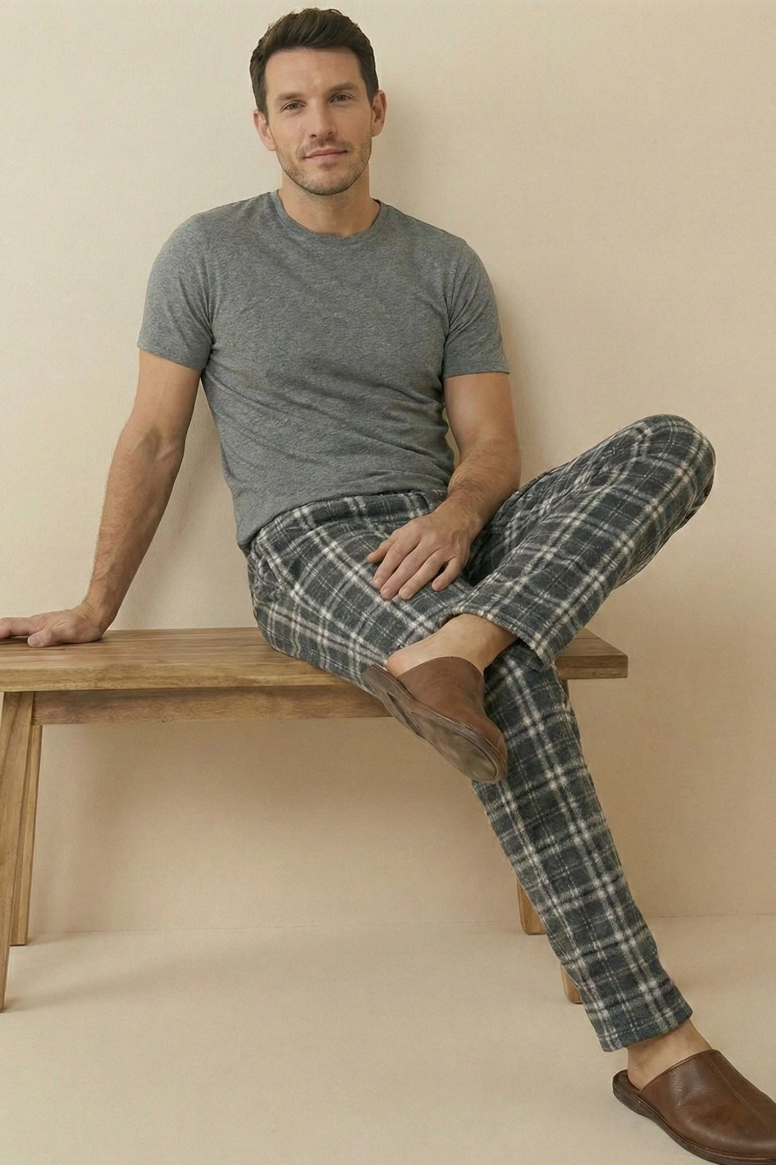 Luxury Soft Wellsoft Polar Ekose Kare Desenli Kışlık Pijama Altı Pantolon