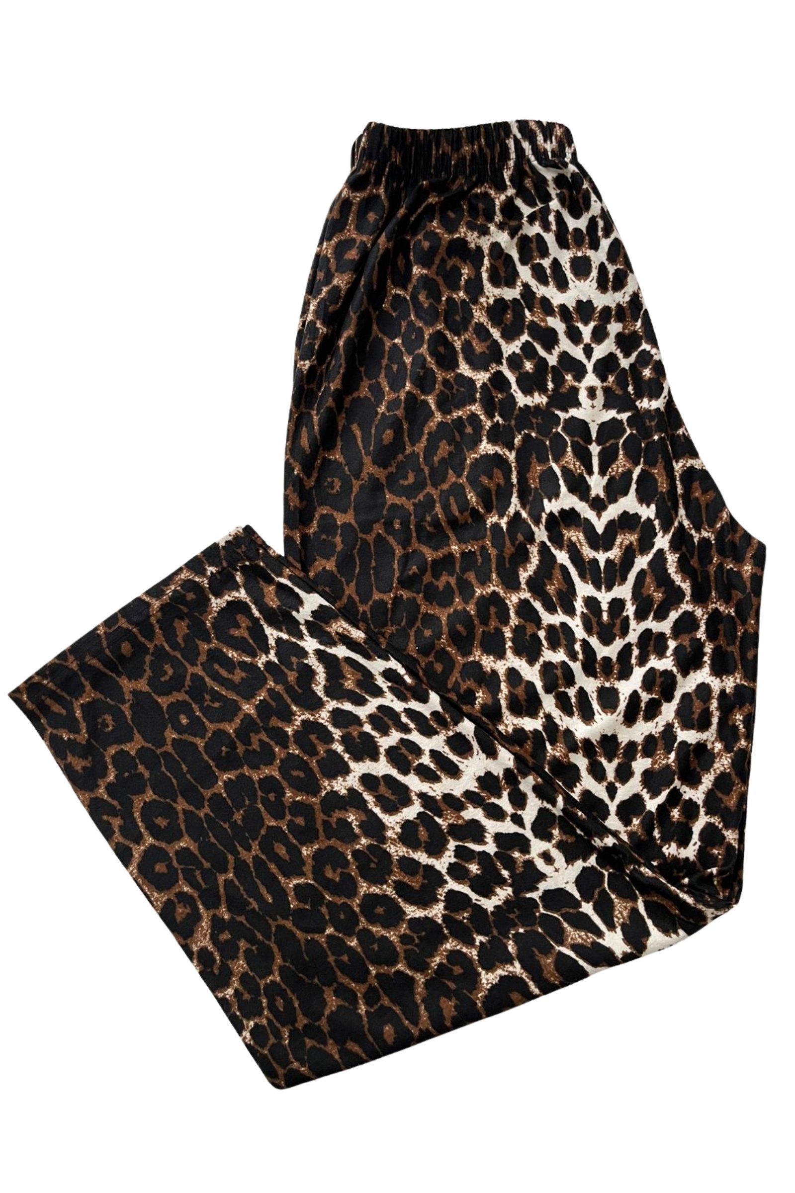 Büyük Beden Yumuşak Kadife Dokulu Leopar Desenli Süet Pijama Altı Pantolon