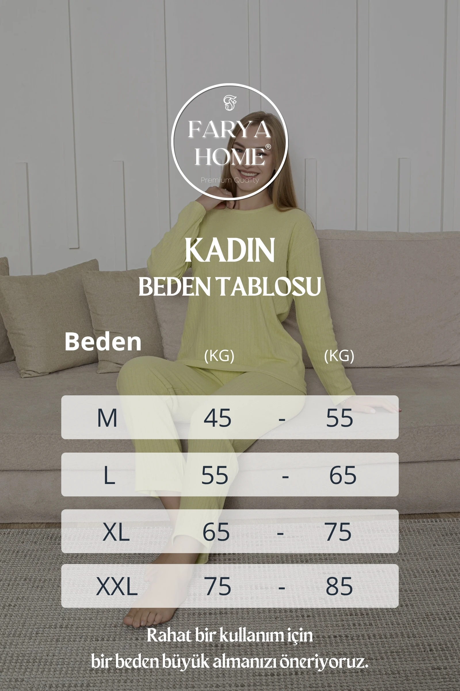 Pamuklu Kalın Kışlık İnterlok Şeritli Uzun Kollu Örme Pijama Takımı - Limon