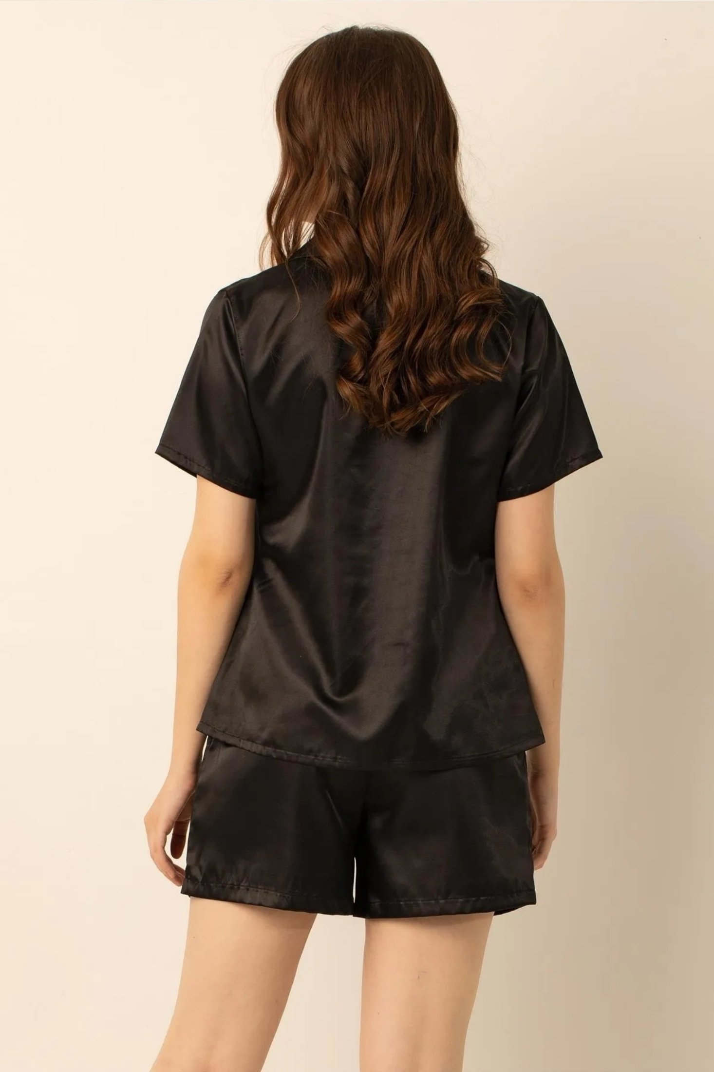 Faryanight Saten Düğmeli Gömlek Şortlu Pijama Takımı