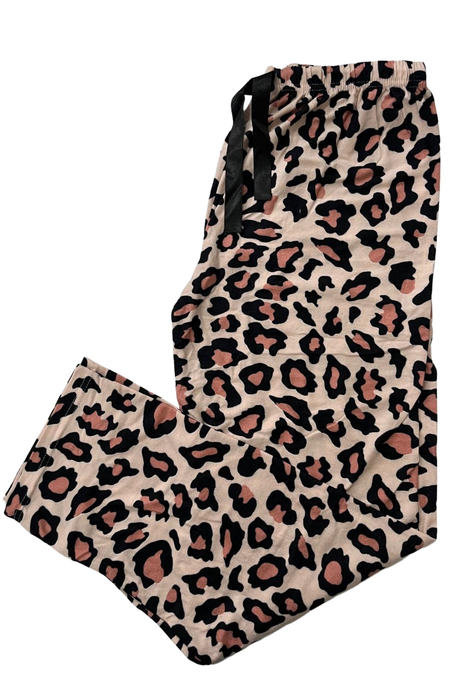 Dreamy Soft Kadife Dokulu Ekose Kareli Süet Pijama Altı Pantolon - Leopar