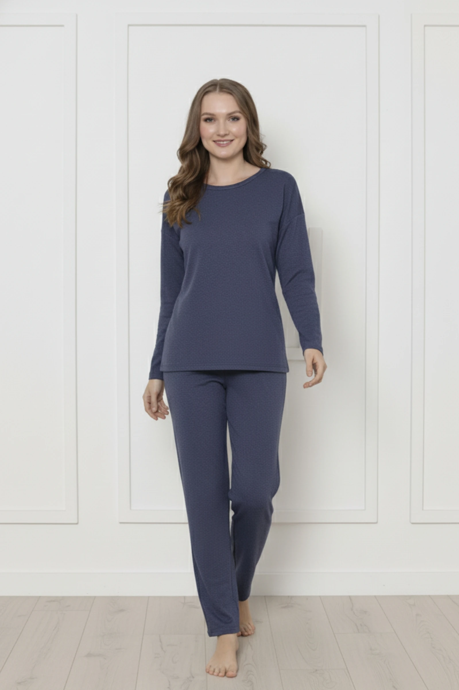 Kalın Kışlık 2 İplik Şardonlu Uzun Kollu Örme Pijama Takımı