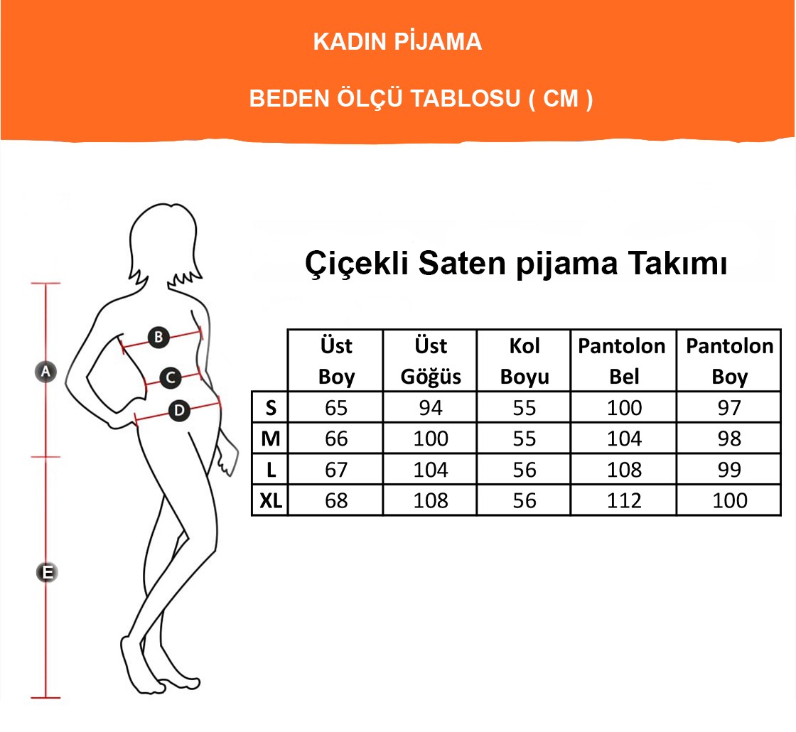 Faryanight İpek Saten Uzun Kollu Çiçek Desenli Biyeli Gömlek Pijama Takımı