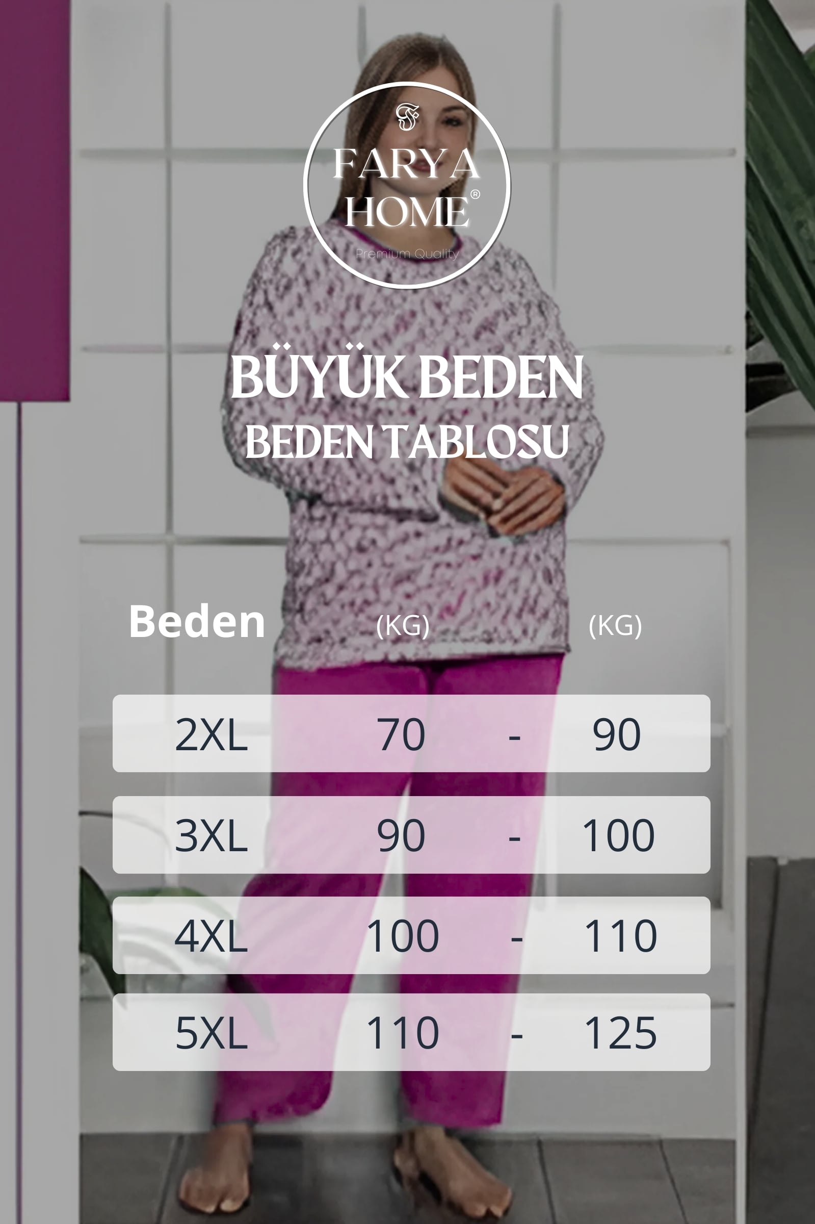 Büyük Beden Pamuklu 2 İplik Şardonlu Kışlık Uzun Kollu Pijama Takımı - Fuşya