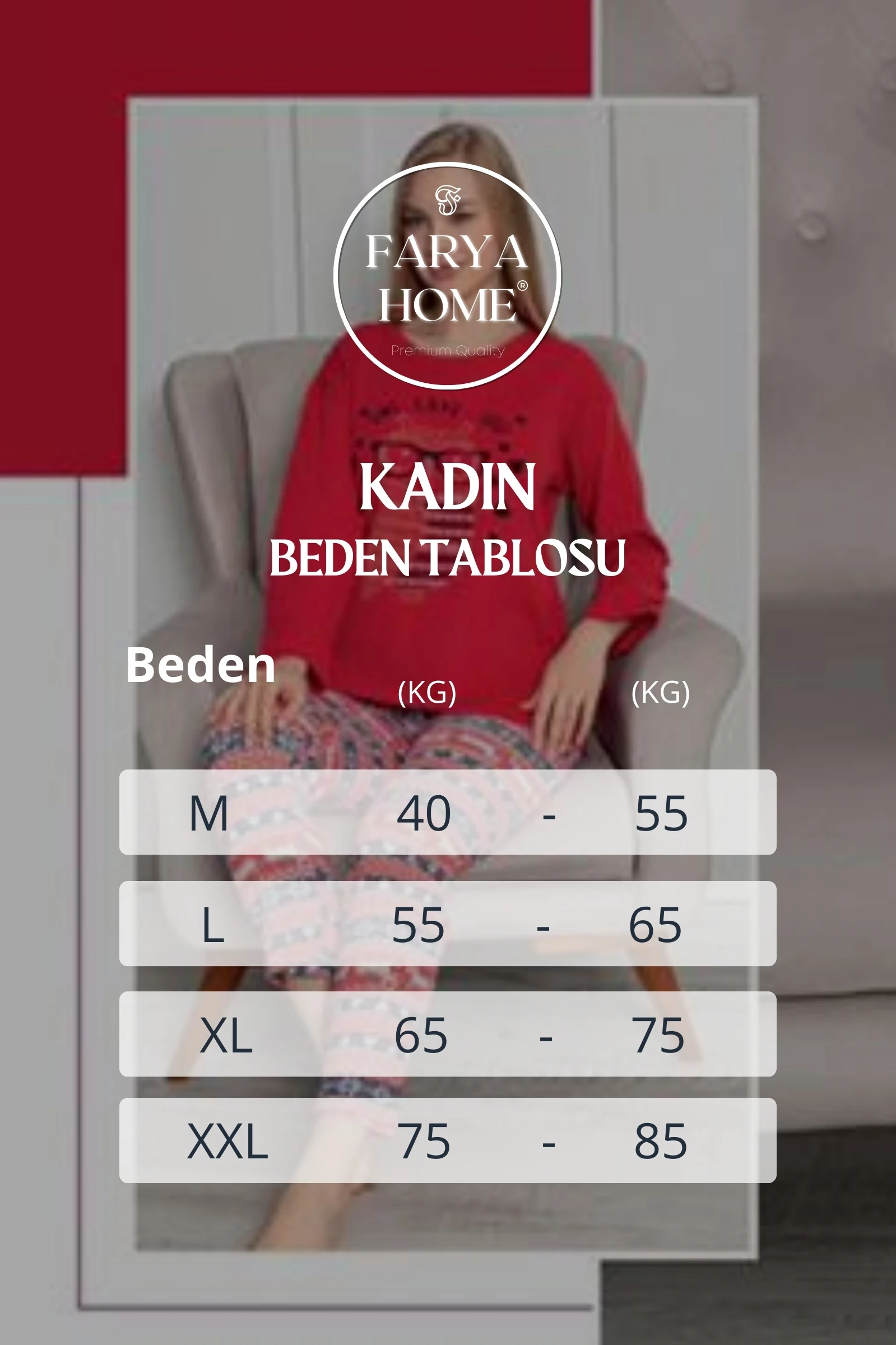 Dreamy Pamuklu Desenli 2 İplik Uzun Kollu Pijama Takımı - Kırmızı