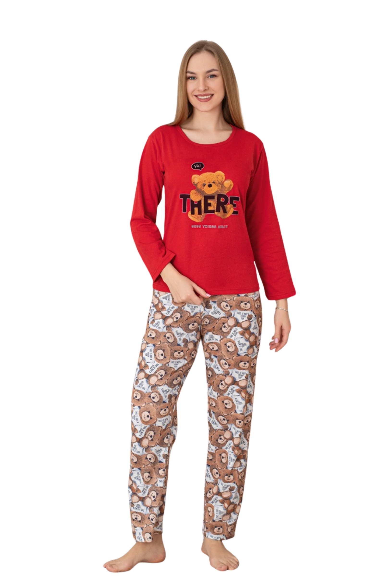 Dreamy Pamuklu Desenli Uzun Kollu Kadın Pijama Takımı