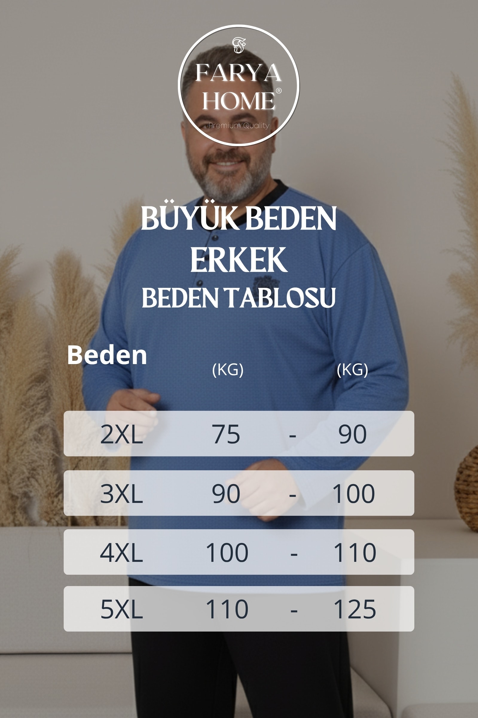 Büyük Beden Pamuklu Uzun Kollu Düğmeli Yaka Erkek Pijama Takımı