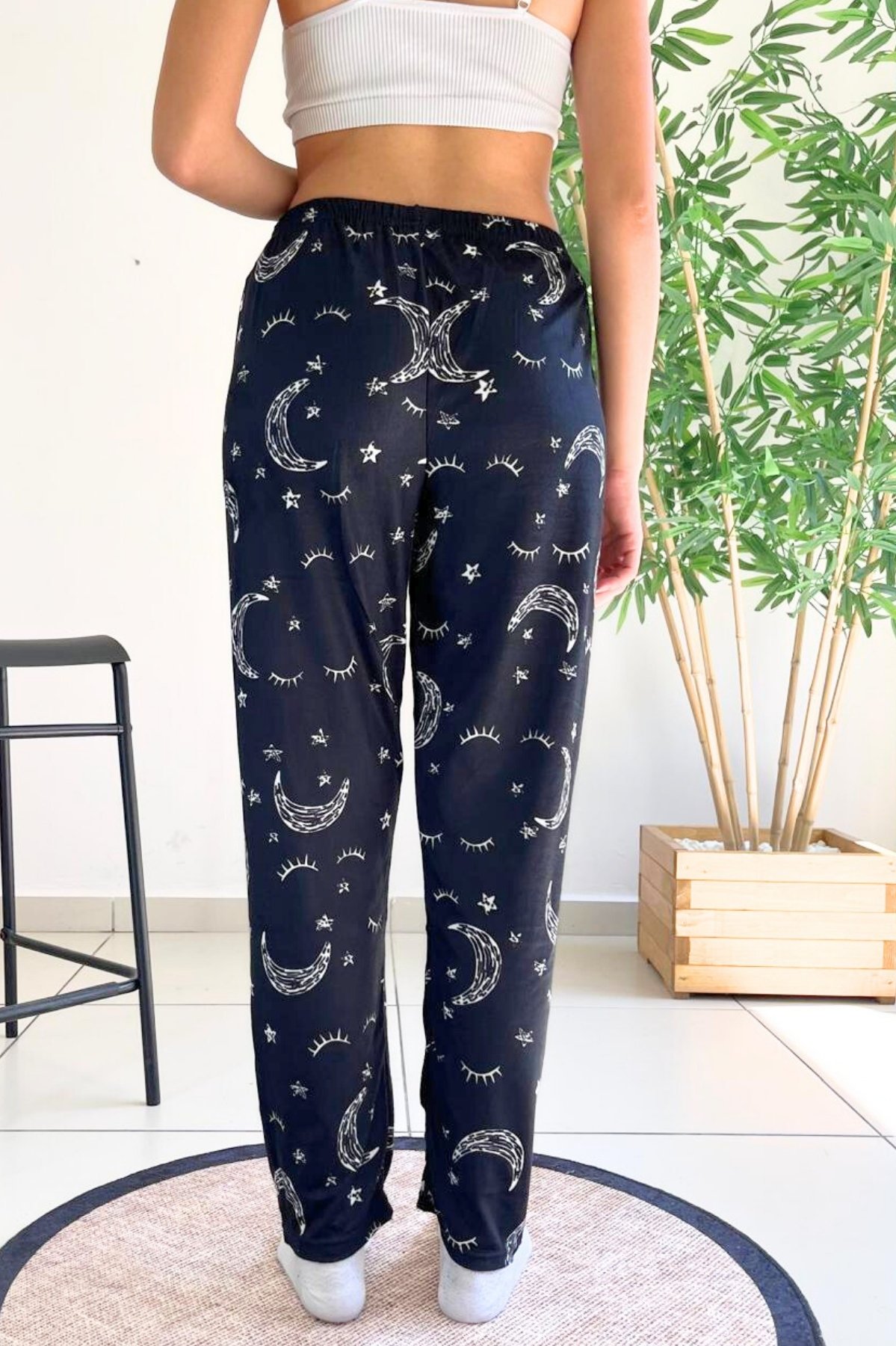 Dreamy Soft Kadife Dokulu Desenli Süet Pijama Altı Pantolon - Lacivert
