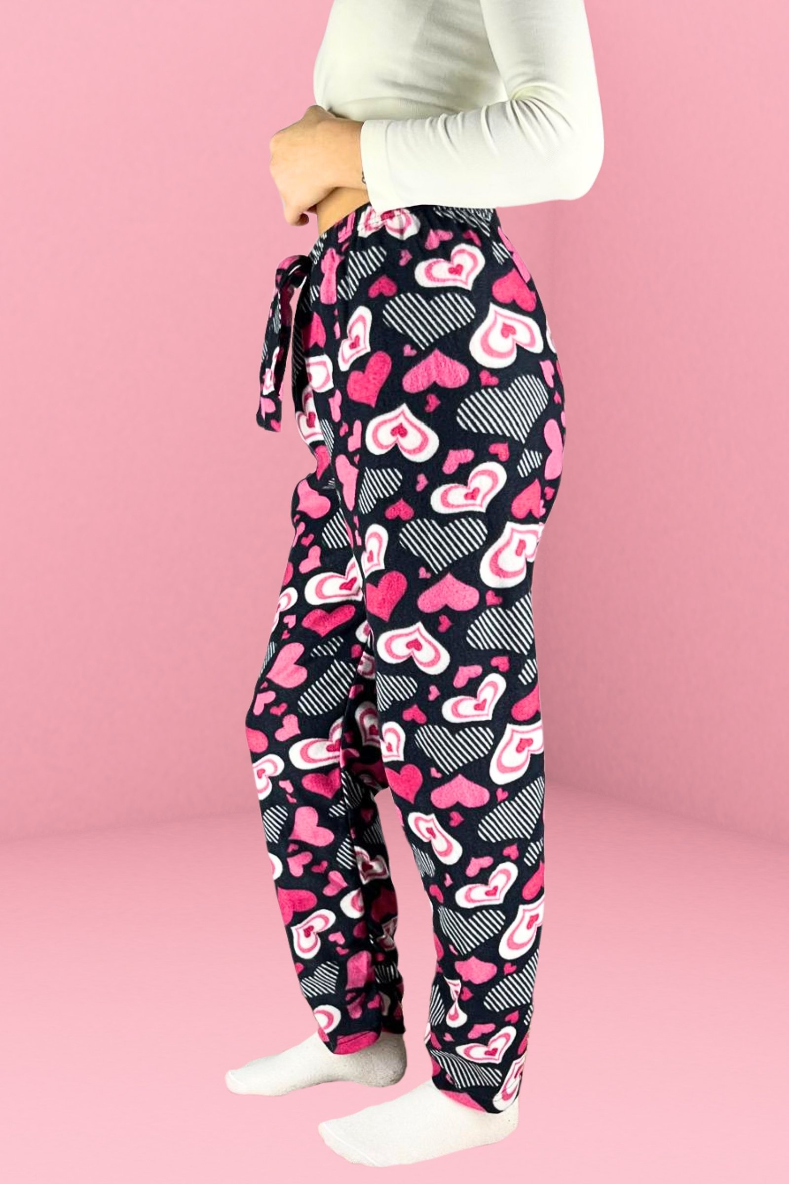 Luxury Soft Welsoft Polar Puantiyeli Kışlık Peluş Pijama Altı Pantolon - Fuşya