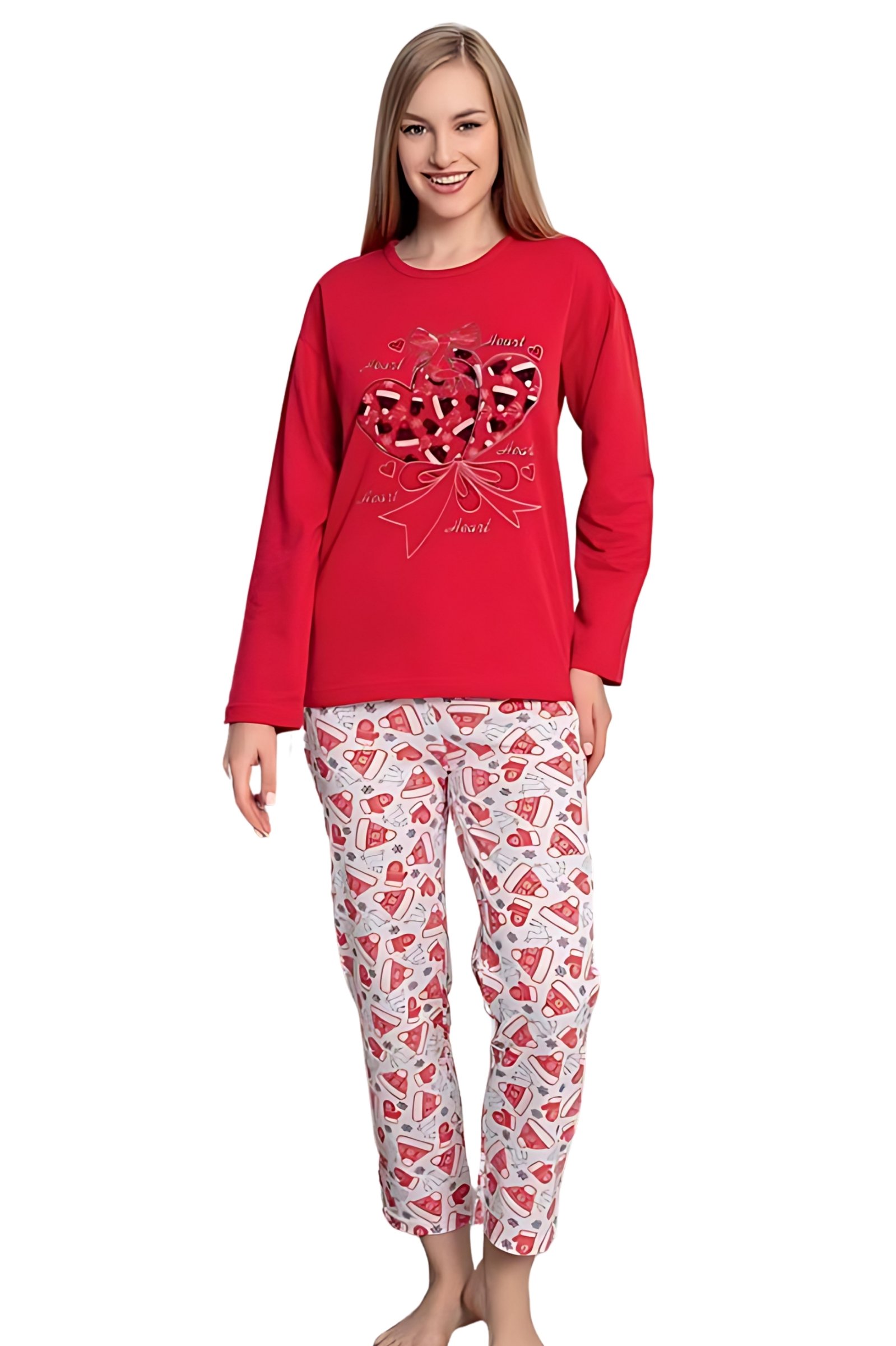 Dreamy Pamuklu Desenli 2 İplik Uzun Kollu Pijama Takımı