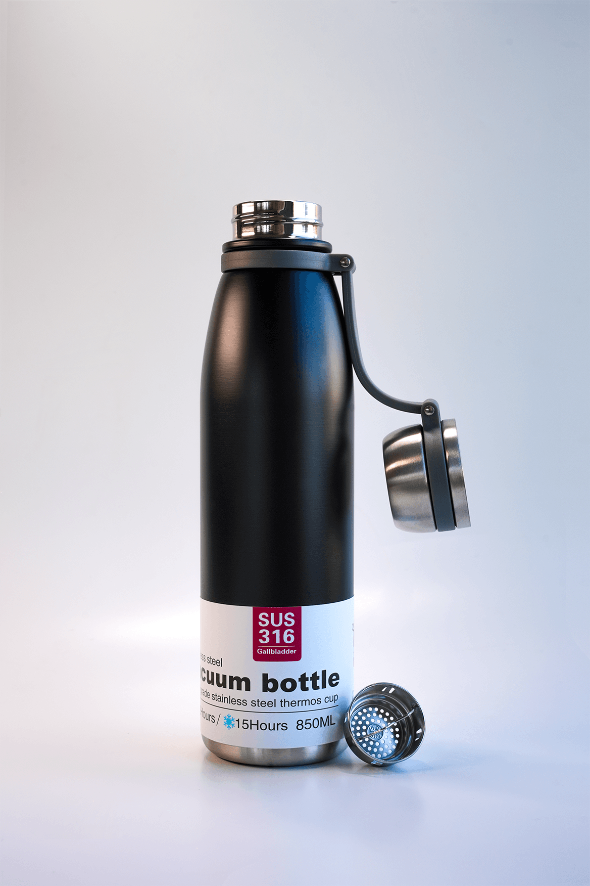 850ml Kamp Termos, Paslanmaz Çelik - Siyah