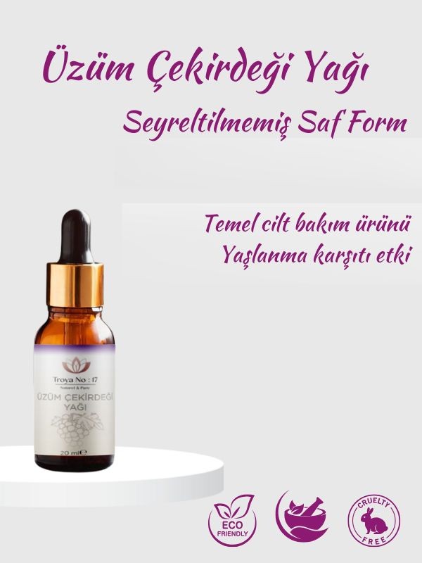 Üzüm Çekirdeği Yağı - %100 Doğal Ve Seyreltilmemiş 20 ml