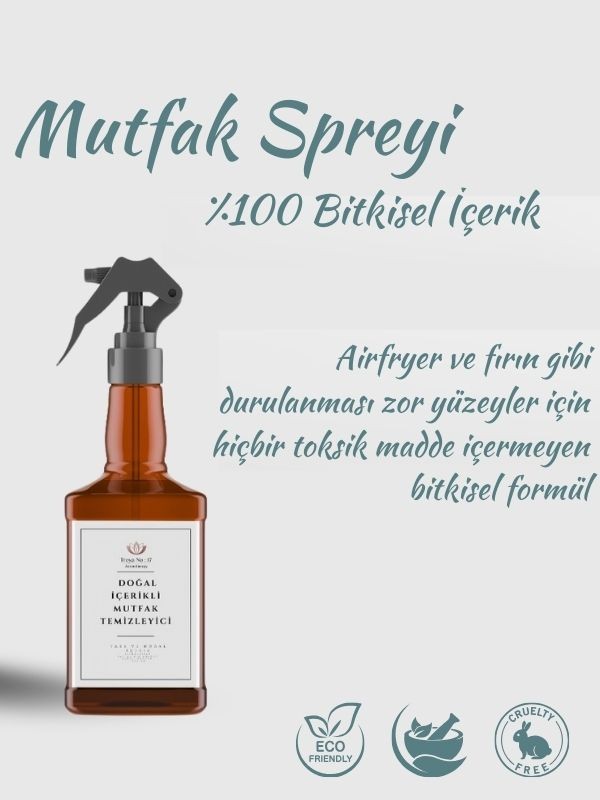 Mutfak Spreyi 500 ml Cam Şişe - %100 Doğal Ve Bitkisel